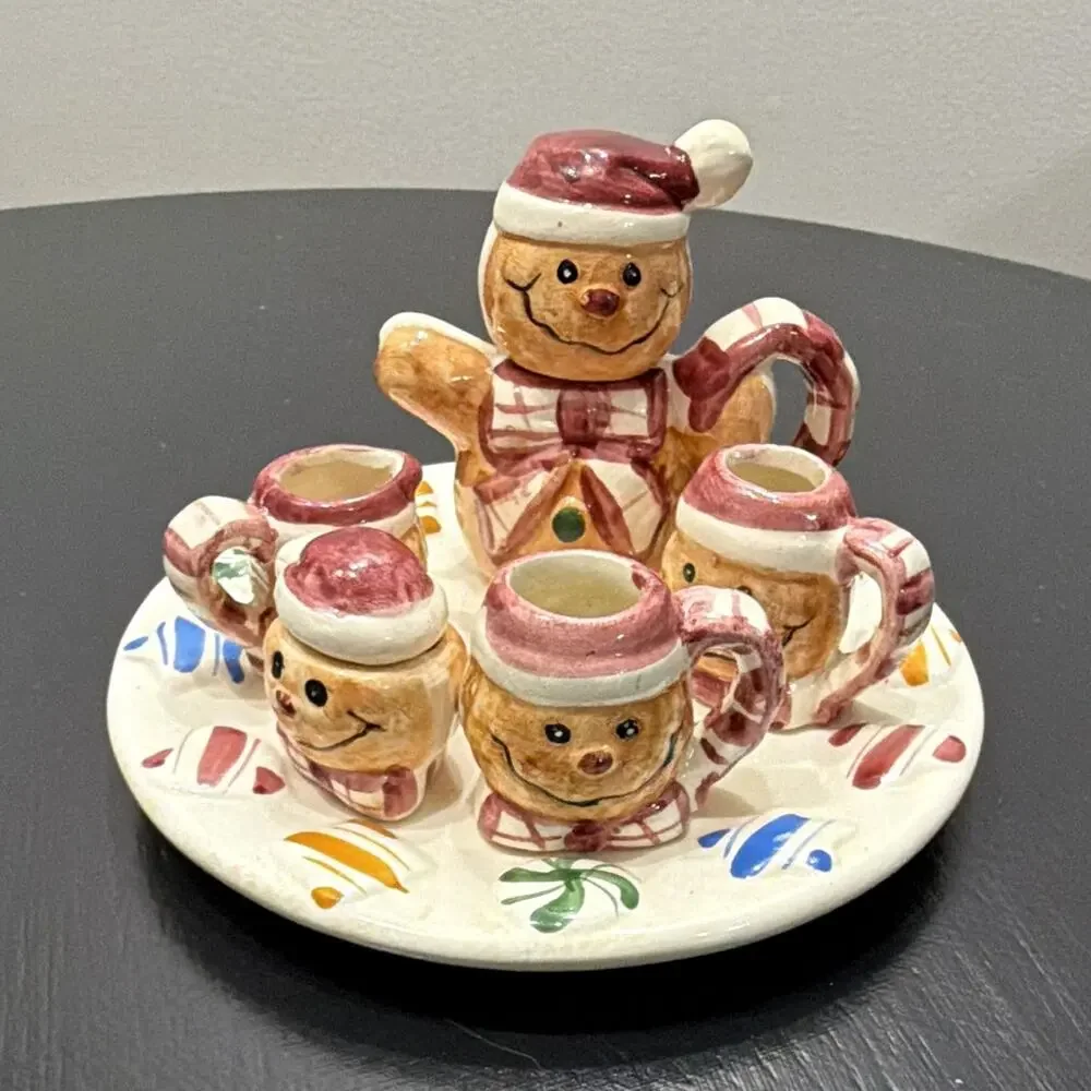 Ceramic Hand Painted Glossy Snowman Figurine Mug & Snack Plate Set, Multicolor